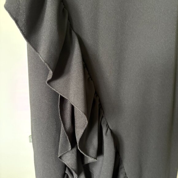 Black Sleeveless Ruffled Tulip Maxi Dress - Picture 4 of 5